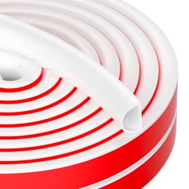 Silicone Weather Stripping Door Seal Strip,Soundproofing Window Insulation Draft Stopper,Selfadhesive Door Weather Stripping for Door Frame in Winter (White-D, 3/8" (W) x 1/4" (T) x 23' (L))