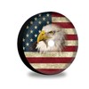 Retro American Flag Spare Tire Cover with Backup Camera Hole