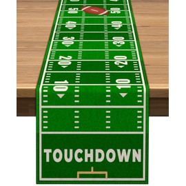 Vohado Football Field Table Runner American Football Birthday Party Decoration Touch Down Boy Sport Decor for Office Kitchen Home