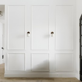 Decozayn 3 Sets of Pre-Cut Wall Molding Kit, Premade Wainscoting Panels, Picture Frame Moulding, Wall and Door Trim Panel Kits, Factory Primed Wainscot Wall Panels for Home Decoration