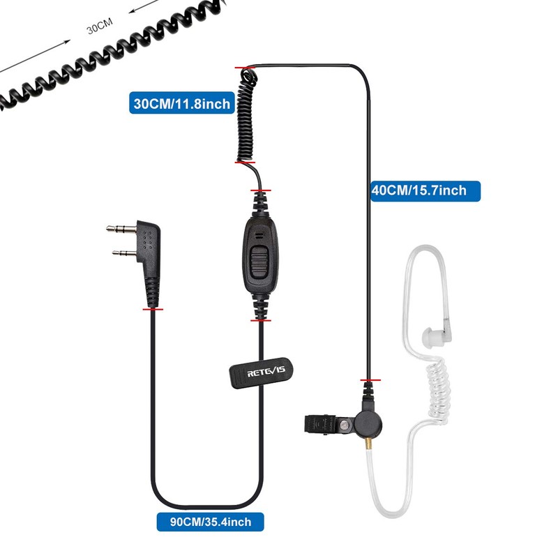Retevis EEK009 Walkie Talkie Headset Security Earpiece, Radio Headset with