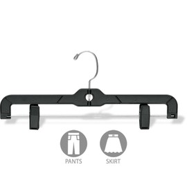 The Great American Hanger Company Matte Black Plastic Bottom Hanger, Box of 100 Space Saving Hangers w/ 360 Degree Nickel Swivel Hook for Skirt and Pants