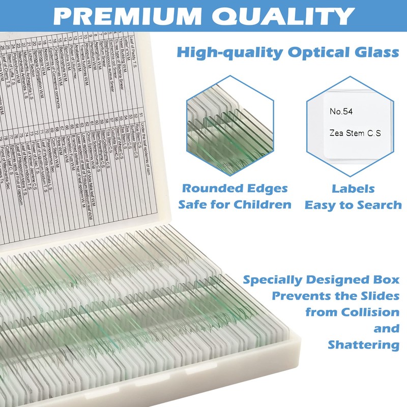 Prolee 200 Packs Microscope Slides, 100 Plants & 100 Animal