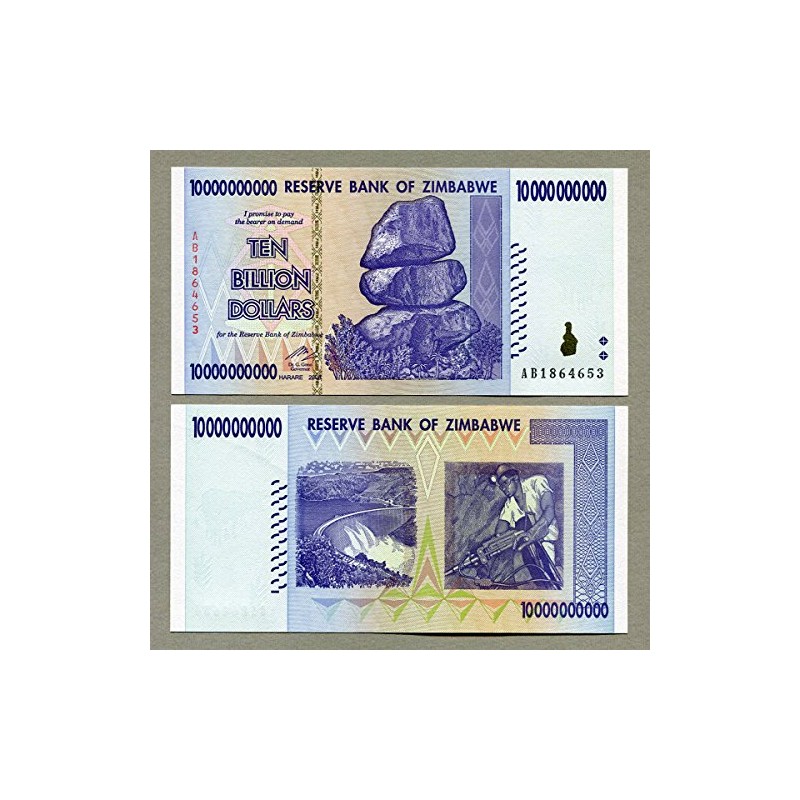 Simbabwe 10 Billion Dollar 2008 UNC, World Inflation Record, Währung