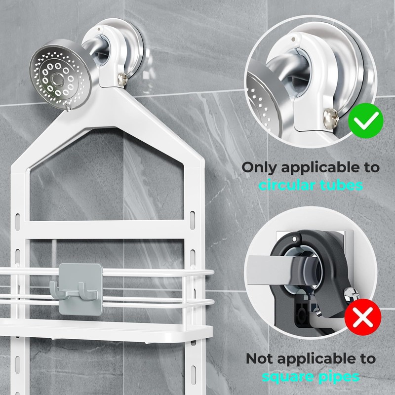 ODesign 4 Tier Height-Adjustable Shower Caddy Hanging Anti-Swing-Over The Shower