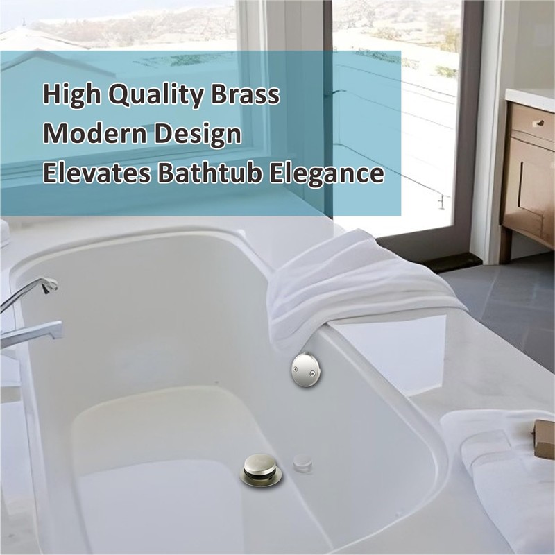 Tubular Bathtub Drain Kit 1-1/2" Brass Pipe with Brushed Nickel