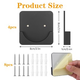 TIESOME 4Pack Adhesive Shower Curtain Rod Holders, No Drilling Tension Curtain Rod Bracket for Tile Wall Shower Rod Retainer (Rod Not Included)(Black)