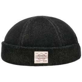 Stetson New Denim Docker Hat Women Men Made in EU 100% Cotton Denim Look Adjustable Size Summer Winter, black, XL