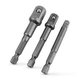 3PC Socket Adaptor Set – Chrome Vanadium with Spring Ball Socket Retention and Drill Conversion to Nut Driver