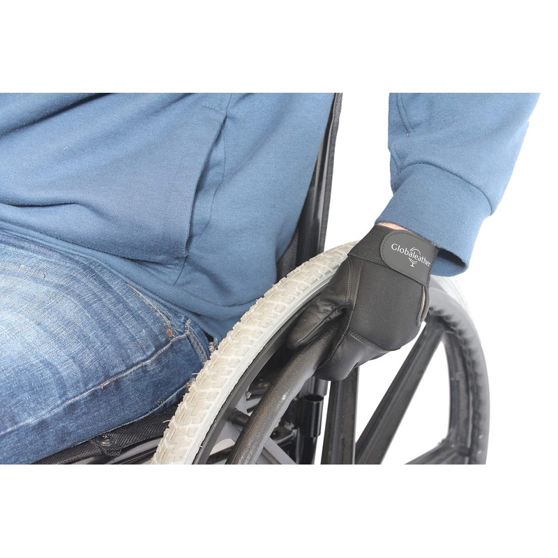 Globaleather Classic Full Finger Wheelchair Gloves - Black (Small) -