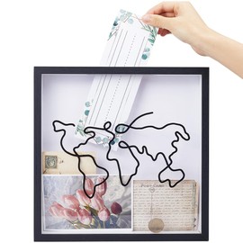 GORGECRAFT Shadow Box Ticket Holder 29cm Black Concert Ticket Top Loading Adventure Archive Box Travel Keepsakes Stub Memory Boxes with Slot On Top Display Case Storage Frame for Desk Wall Decor