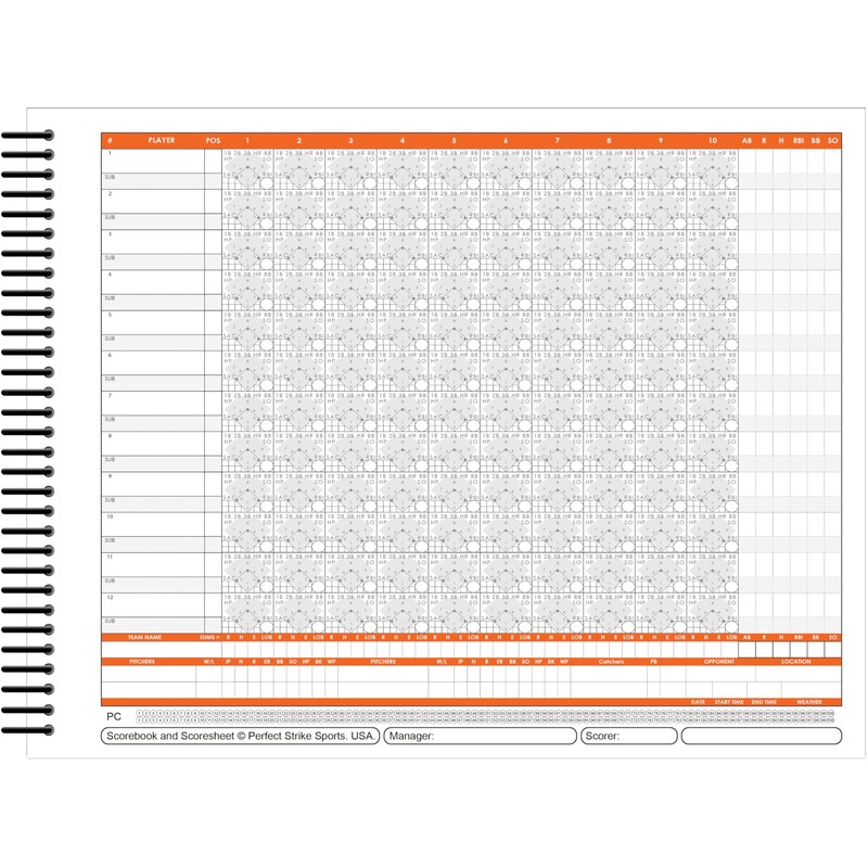 Perfect Strike Baseball Scorebook with Rules and Scoring Instructions. Heavy