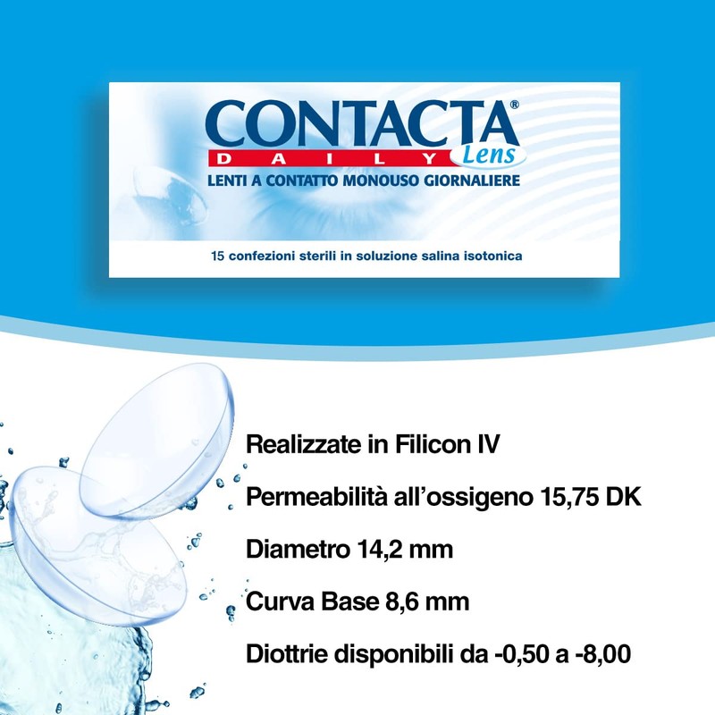 Contacta, Daily Lens 15, Lenti a Contatto Giornaliere per Miopia,