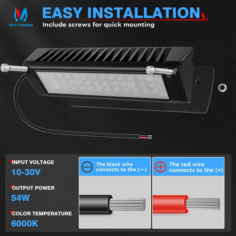 MICTUNING 1pc RV Porch Light, 9" Inch 54W 2000LM Camper