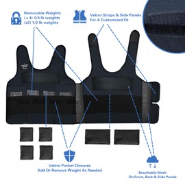 Weighted Vest for Kids (Small, Ages 4 to 7) Compression Vest for Kids Including 6 Removable Weights Black