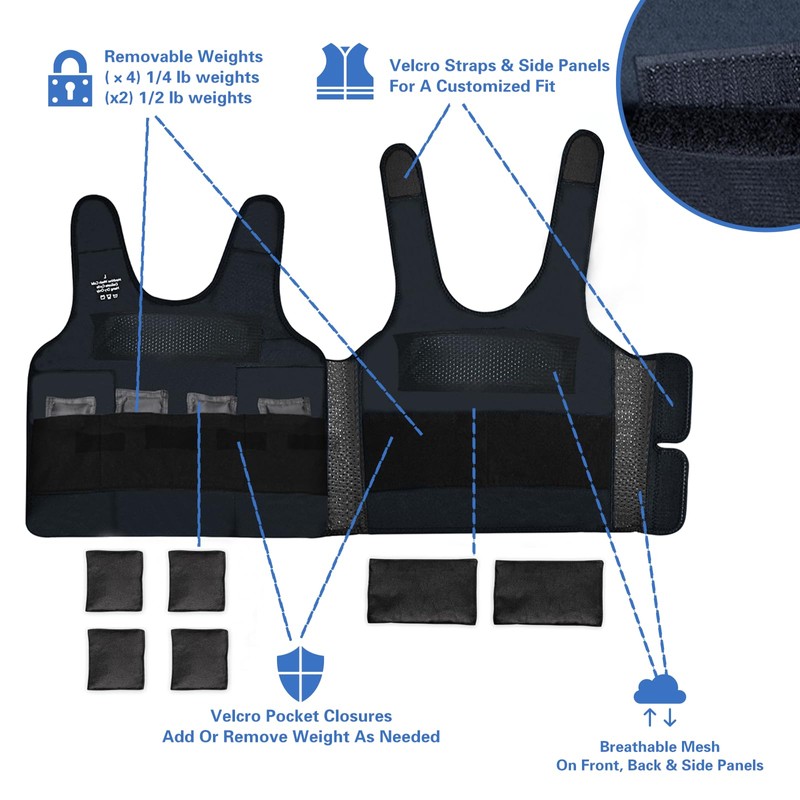 Weighted Vest for Kids (Small, Ages 4 to 7) Compression