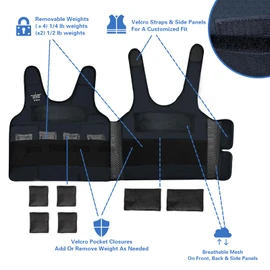 Weighted Vest for Kids (Small, Ages 4 to 7) Compression Vest for Kids Including 6 Removable Weights Black