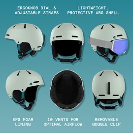 Retrospec Comstock Ski & Snowboard Helmet for Adults - Durable ABS Shell, Protective EPS Foam & 10 Cooling Vents - Adjustable Fit for Men & Women - Winter Sports, Matte Sprucestone, Large 58-61cm