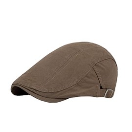 WITHMOONS Twill Cotton Newsboy Cap Flat Cap Ivy Golf Cabbie Hat YZ30139 (Brown)