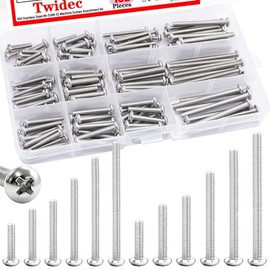 Twidec/102PCS Machine Screw Kit,304 Stainless Steel #6-32#8-32 Electrical Long Outlet Screws Phillips Pan Head Electricians Screws 5/8 to 2 inch for Wall Plate Switch, Receptacles Mounting Screw