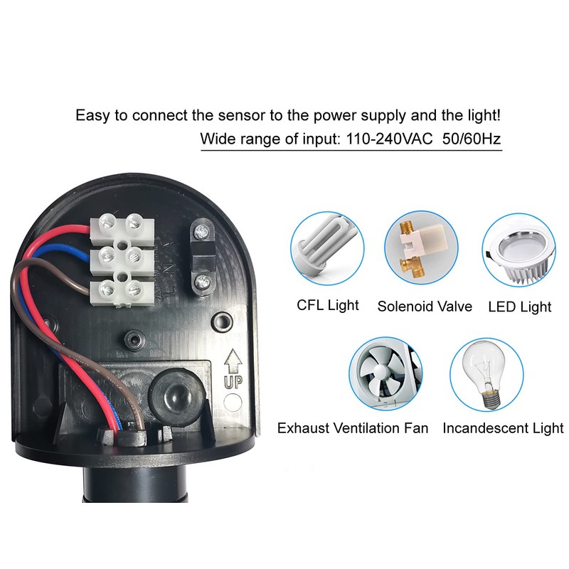 Mageway Waterproof Wall Mounted 1200W Incandescent Motion Infrared Sensor Switch