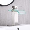 AVSIILE LED Bathroom Sink Faucet, Brushed Nickel Waterfall Single Hole