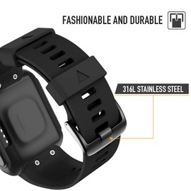 NotoCity Armband für Garmin Forerunner 35/Approach S10, Quickfit Silikon Armbänder Kompatibel mit Garmin Forerunner 35,Mehrfache Farben (Schwarz)