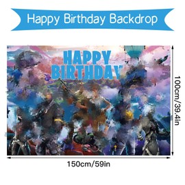 Video Game Backdrop, 5x3FT Birthday Party Decorations Photography Theme Party Supplies Backdrop, Happy Birthday Banner Background for Kids Boys Girl