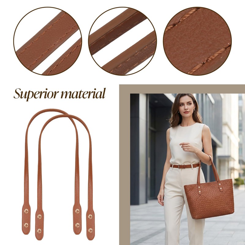 2Pcs 28.3Inch Leather Handbag Handles, PU Leather Purse Strap Handle