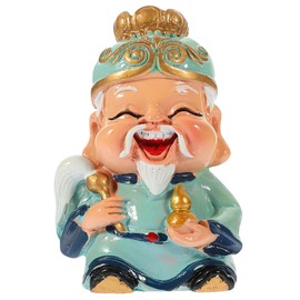 HOODANCOS Taishang Laojun Chinese Style Fortune Statue 2.67X1.57X1.37In Resin Desk Ornament Feng Shui Luck Decoration for Home Office New Year Figurine