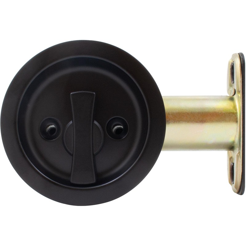 Round Pocket Door Lock, Privacy (Bed/Bath) Latch, 2-3/8" Backset, RCL,
