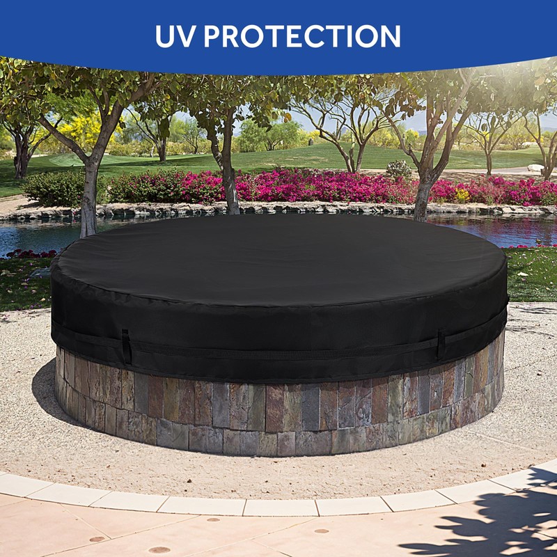 POLXIYY Round Fire Pit Cover, 52-56 Inch In Ground Fire