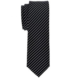 Retreez Stylish Pin Stripes Woven Microfiber 2" Skinny Tie - Black with White