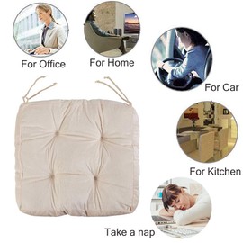 Big Ant Chair Cushion with Ties, Seat Pads for Dining Chairs with 100% Cotton Thick Seat Cushions Square Padded Chair Seat Pads Comfortable Armchair Booster Fit for Home Office Car (Cream, 1 Piece)