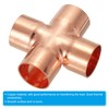 PATIKIL 1-1/8"(28.6mm) Copper Cross Pipe Fitting, 4 Way Welding Copper