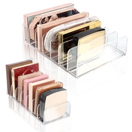 VFANDV Cosmetic Organiser, Eyeshadow, 2 Pieces Eyeshadow Organiser with 7 Slots, Cosmetic Organiser, 2 Sizes, Organiser, Eyeshadow Storage for Cupboard, Dressing Table, Washbasin, Transparent