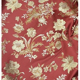 wowfabric4less123 Ruby Red Gold Green Upholstery Jacquard Brocade Fabric 54” Width Sold By Yard