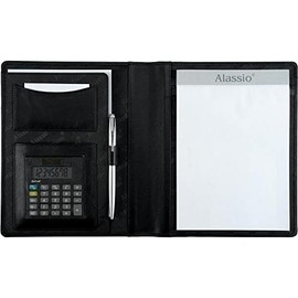 Alassio Bormio 43004-1 A5 Imitation Leather Writing Case with Pocket Calculator Black
