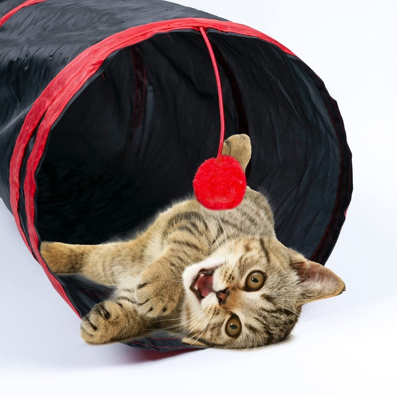 Sheldamy Cat Tunnel, 2-Way Collapsible Play Tunnel, Interactive Toy Maze
