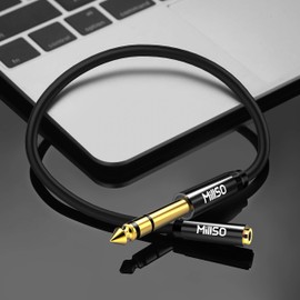 MillSO Stereo Audio Jack Adapter Cable 6.35 to 3.5 Jack Plug Adapter 6.35 mm Jack Plug to 3.5 mm Jack Socket Instrument Cable for Guitar, Piano, Bass Amplifier, Mixer - 30 cm