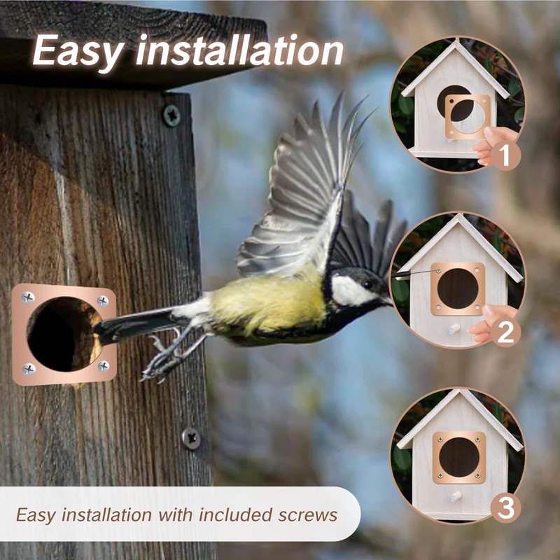YAFIYGI 4 Pieces Birdhouse Predator Guard Copper Portal Metal Protector