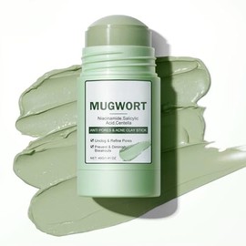 Mascarilla de Arcilla en Barra de Mugwort, con Niacinamida,Acido Salicilico y Centella, Antiporos y Antiacne, 40 g