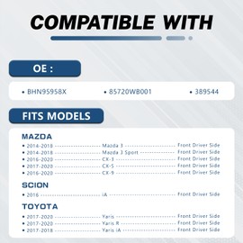 KELOKE Power Window Motor Compatible with Mazda 3/3Sport/CX-3/CX-5/CX-9 & Scion iA & Toyota Yaris/Yaris R/Yaris iA, Front Driver Side, with Anti-Clip Function, 6-Pin Plug, Replace # BHN95958X