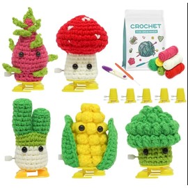 TIKA 5‑Pcs DIY Puff Bubble Vegetable Crochet Kit – Beginner Knitting w Video Tutorial