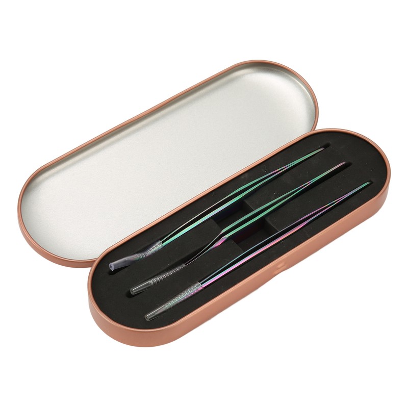 3PCS Eyelash Tweezers Stainless Steel Lash Tweezers Set False Eyelash