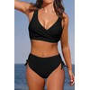 Women's High Waisted Bikini Twist Front Tie Back 2 Piece