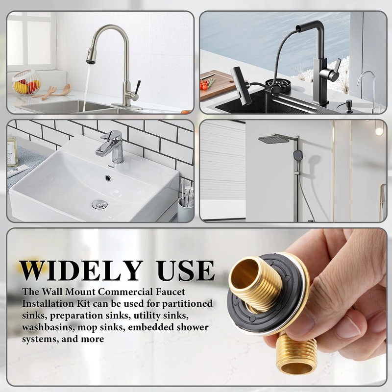 Wall Mount Commercial Faucet Installation kit,Brass 90 dergee backsplash Mount