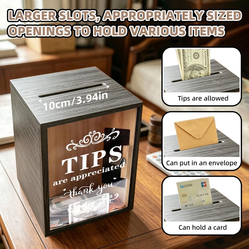 WNJ Wooden Tip Box with Lock & Slot - Secure