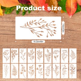 18 Pieces Wildflower Stencils for Painting, Leaves and Flowers Stencils Reusable Botanical Drawing Templates for Flowers and Wood Work Canvas Wall Art Furniture Decor