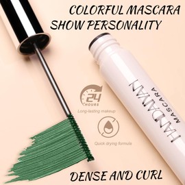 YBUETE Green Mascara, Mascara for Cosplay Party Eye Makeup, Long-Lasting Waterproof Colored, Long & Thick Curling Eyelash Modifier, Colorful Eye Makeup Present for Women